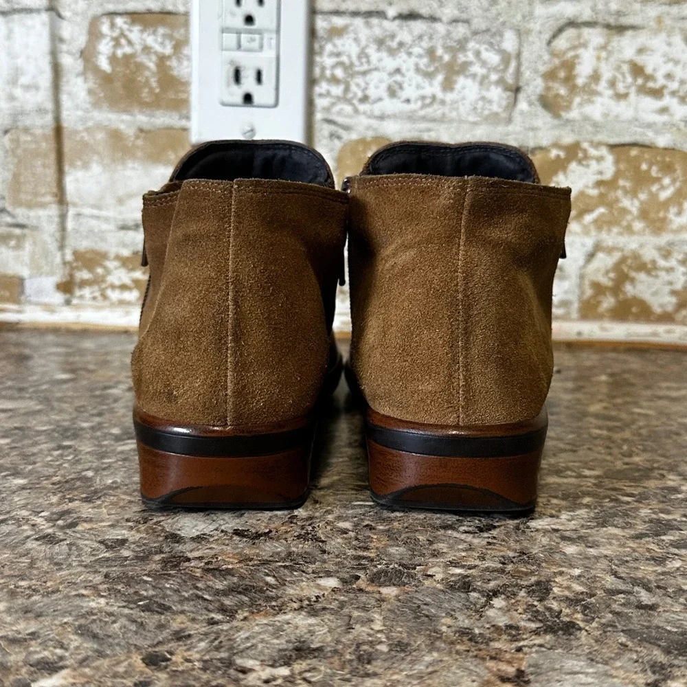 Naot Ankle Boots Womens 37 Brown Good Leather Suede Side Zip Mixed Media Booties